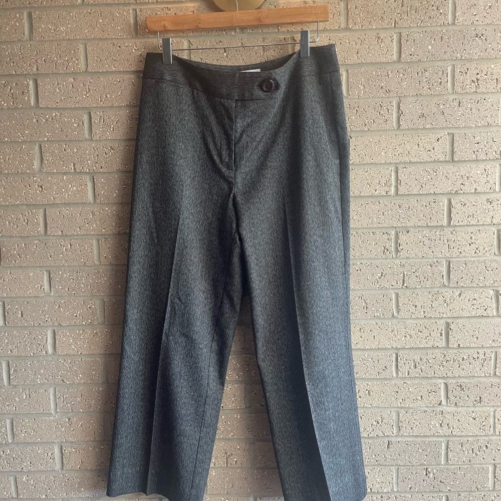 High-Rise Gray Wide-Leg Cropped Trousers